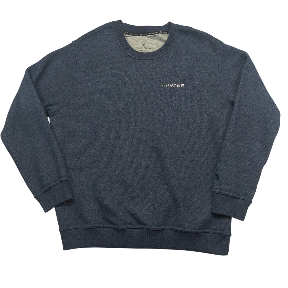 Spyder Mens XL Heather Navy Blue‎ Crew Neck Pullover Sweatshirt Embroidered Logo